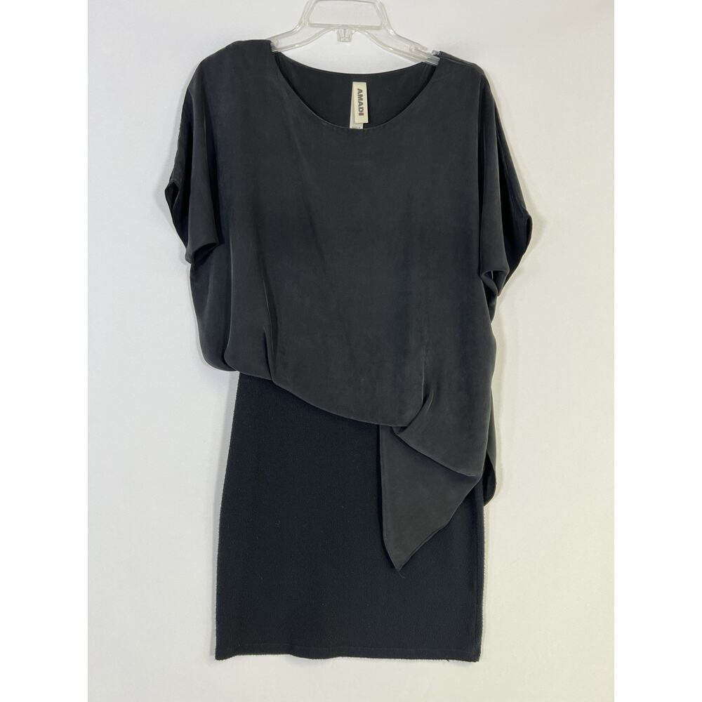 Anthropologie Amadi Lana Black Silk Tuck Dress Sz S